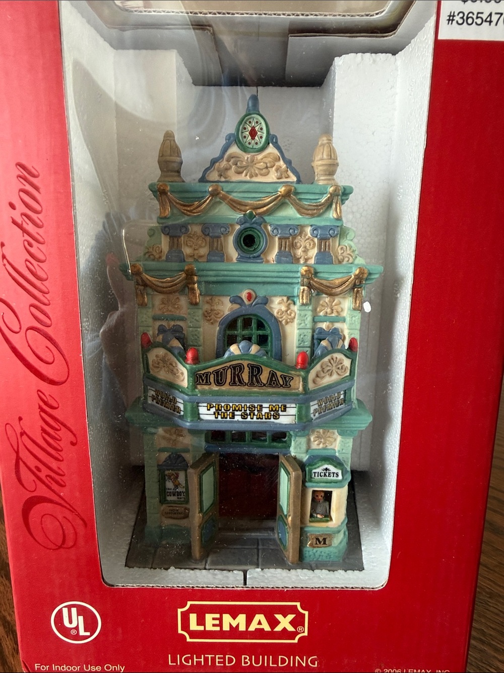 Lemax Teal and Cream Murray Lighted Theater Building